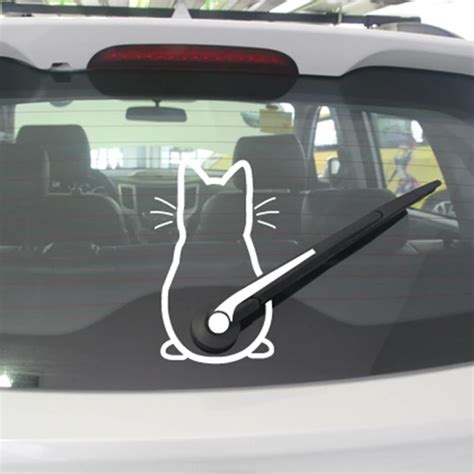 Cute Kitty Cat Car Windshield Wiper Vinyl Art Sticker Decor Lovely