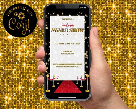 red carpet invitation award show viewing invitation red etsy