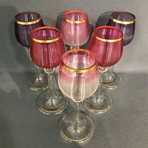 set of six wine glasses antique glass hemswell antique