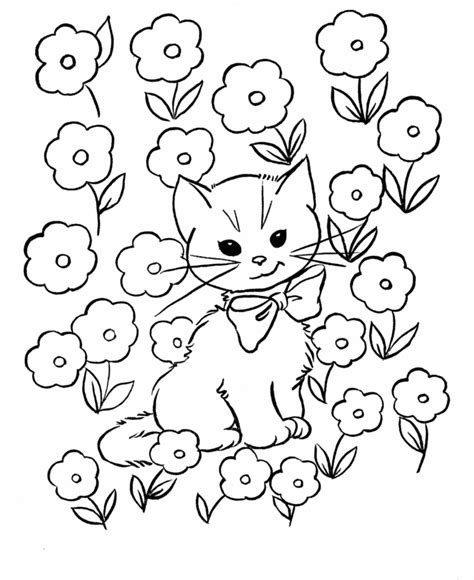 easter kids coloring pages  printable easter kitty cat coloring