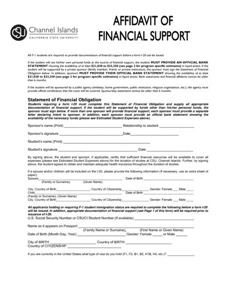 affidavit  support letter  visa gotilo