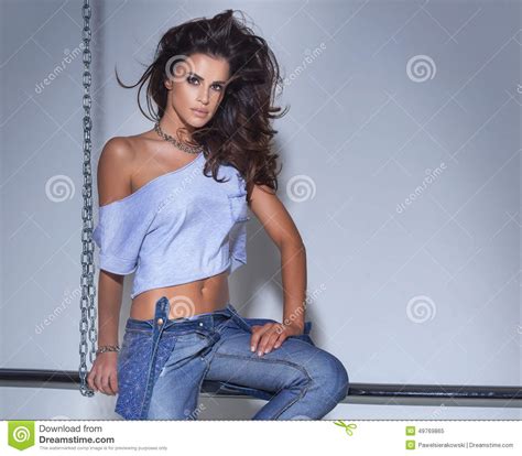 fashionable brunette woman posing stock image image 49769865