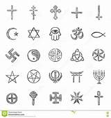 Simboli Religiosi Schizzo Vettore Vectorreeks Symbolen Schets Godsdienstige sketch template