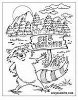 Coloring Park National Yosemite Pages Printable Kids Raccoon Sequoia Parks 200px 05kb sketch template
