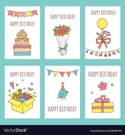 creative happy birthday cards collection hand vector image