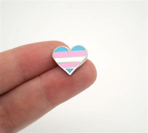 Tiny Trans Flag Heart Enamel Pin Compoco