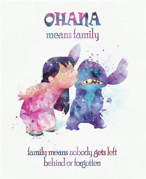 ohana means family mixed media  monn print pixels