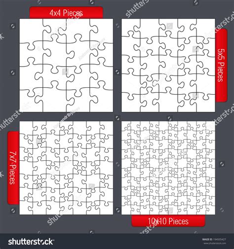 jigsaw puzzle templates set stock vector illustration