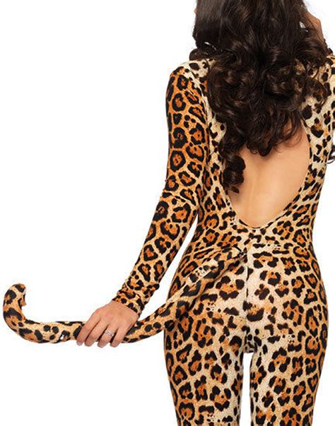 Sexy Leopard Cougar Cat Catsuit Bodysuit Halloween Costume Ebay