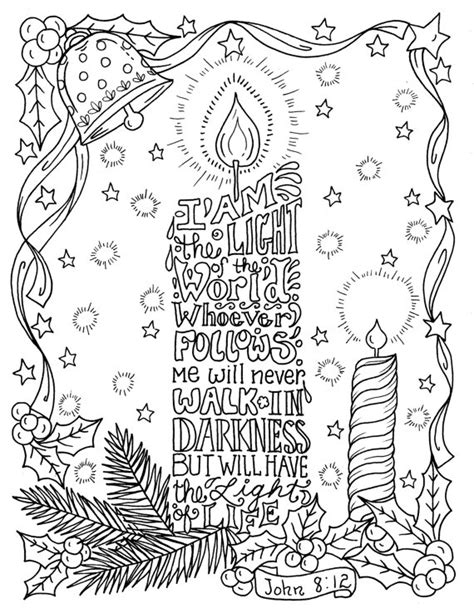 christmas candle coloring page christian scripture color book etsy uk