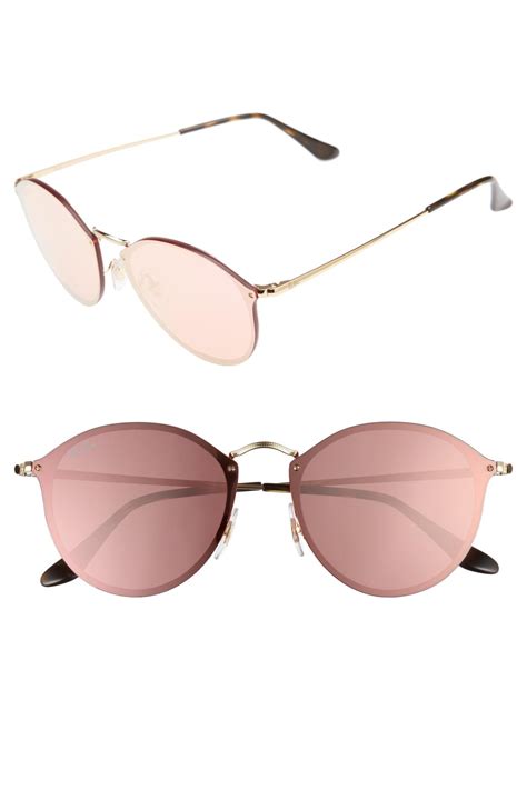 lyst ray ban 59mm blaze round mirrored sunglasses in pink