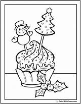 Cupcake Coloring Pages Snowman Cupcakes Christmas Sheet Colorwithfuzzy Pdf Sheets Printables Printable Color Kids sketch template
