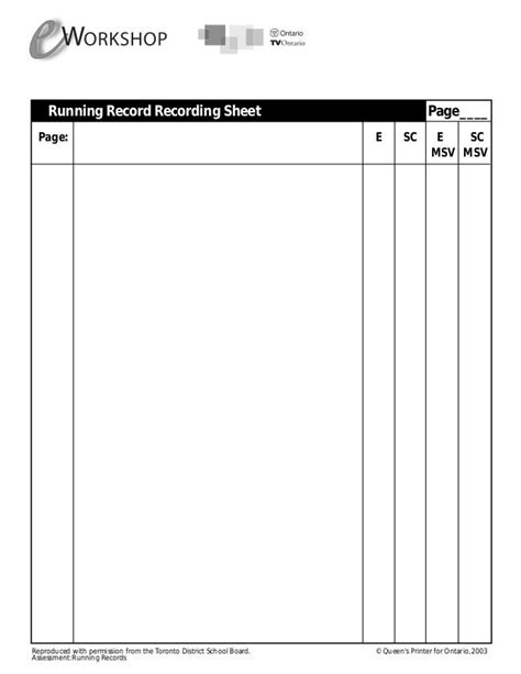 running recordsheet