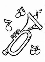Trumpet Coloring Notes Instruments Musical Kids sketch template