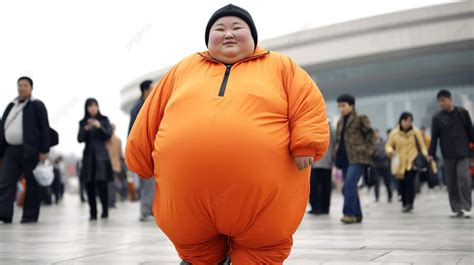 거인은 거대한 주황색 옷을 입고 있습니다 세상에서 가장 뚱뚱한 사람의 사진 세계 바다 배경 일러스트 및 사진 무료 다운로드