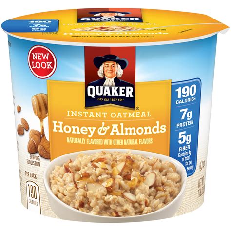 pack quaker instant oatmeal honey almond  oz cup walmartcom walmartcom