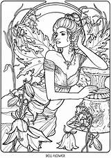 Coloring Fairy Adultos Fairies Kleurplaten Elfjes Feeen Ups Einhorn Elfe Ausmalbild Dover Mythical Doverpublications Fae Ausmalen sketch template