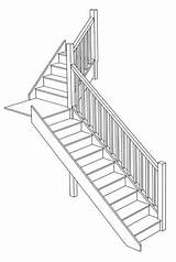 Staircase Drawing Stairs Landing Stair Quarter Wooden 3d Getdrawings Drawings sketch template