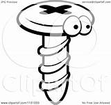 Screw Cartoon Clipart Character Coloring Vector Outlined Cory Thoman Royalty sketch template