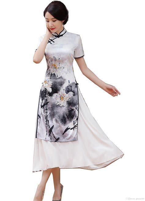 modelo de vestido xangai história vietnam aodai chinês tradicional roupas qipao longo chinês