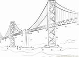 Bridge Bay Gate Golden Coloring Francisco San Template Dot Dots Sketch Connect Oakland sketch template