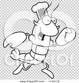 Crawdad Chef Lobster Mascot Running Character Outlined Coloring Clipart Vector Cartoon Thoman Cory sketch template