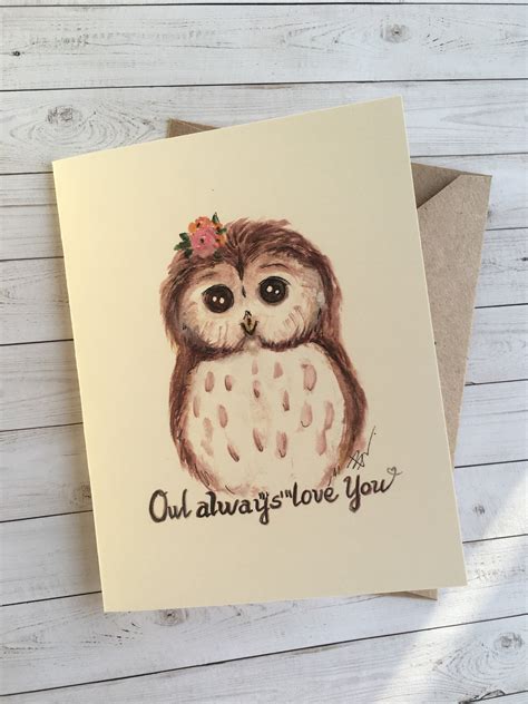 owl  love  cute owl cards  owl birthday etsy