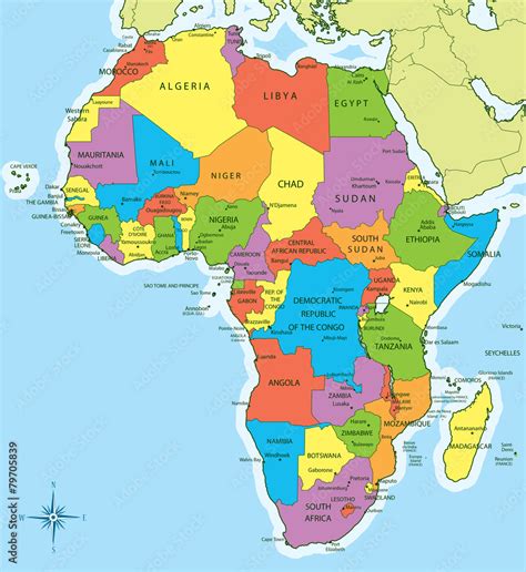 africa map  countries  cities stock vektorgrafik adobe stock