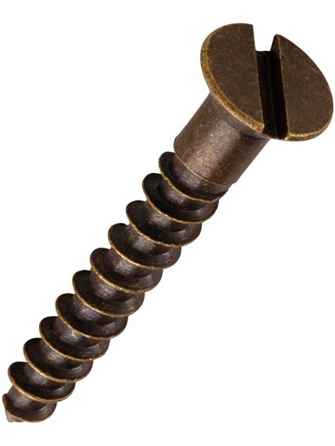 6 X 1 Inch Brass Flat Head Slotted Wood Screws 25 Pack House Of