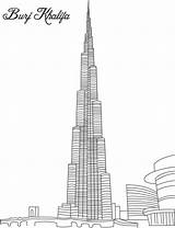 Khalifa Burj Coloring Kids Pdf Open Print  Dubai Skyscraper sketch template