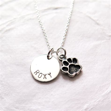personalized paw print necklace  sterling silver pet memorial jewelry