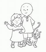 Coloring Caillou Rosie Cat Printables Kids sketch template