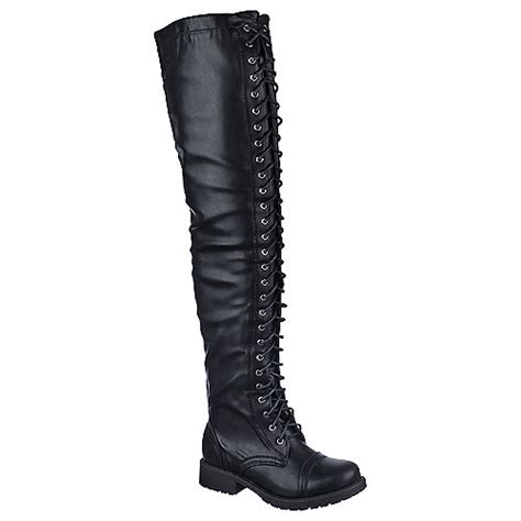 buy shiekh womens pk thigh low heel combat thigh high boots shiekhshoes