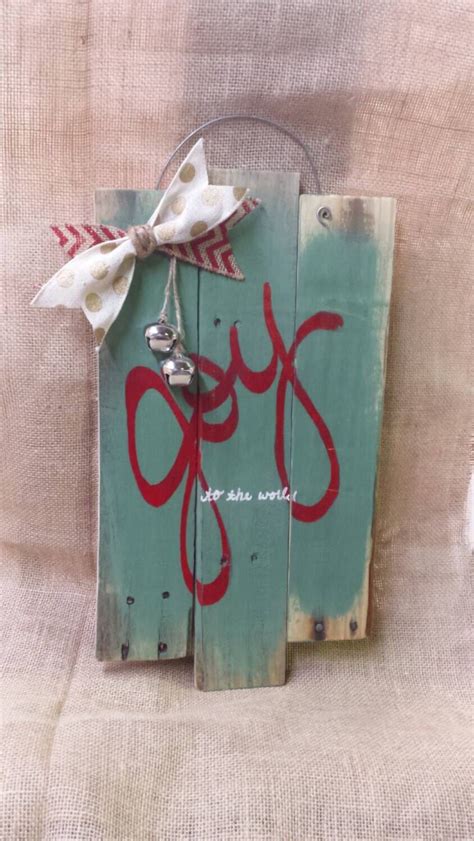 joy   world pallet wall hanging holiday pallet sign hand painted sign christmas
