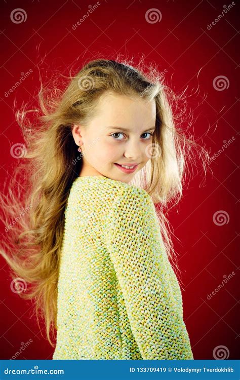 small girl  long hair fashion portrait   girl childhood