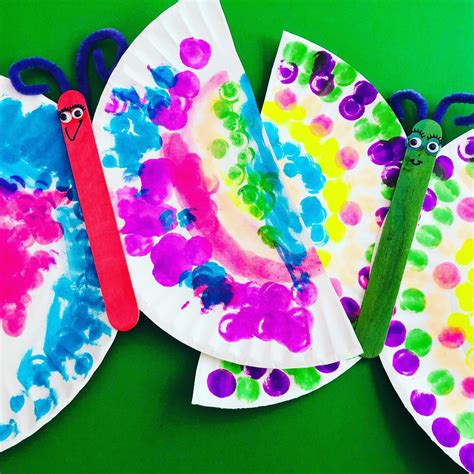 create paper plate butterflies  dot markers glitter   dime