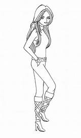Coloring Fashion Model Casual Outfit sketch template