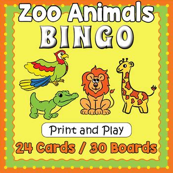 zoo animals bingo zoo animals game  drag drop learning tpt