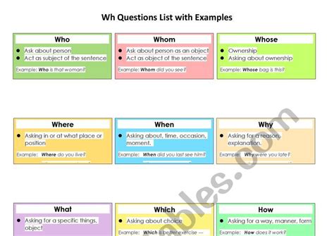 question list   esl worksheet  vebvibes