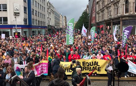 thousands march on belfast to protest lack of same sex marriage in