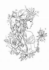 Coloring Pages Beautiful Girl Adults Adult Fun sketch template