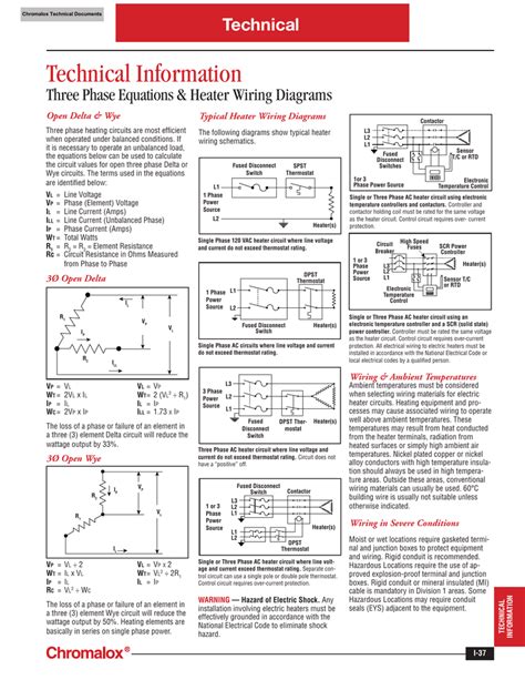 chromalox  phase equations  heater wiring diagrams
