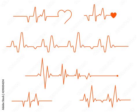 pulse  vector medicine modern flat cardiogram hearts icons vector smooth thick  thin