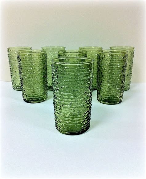 vintage glassware set soreno green by anchor by vintage19something