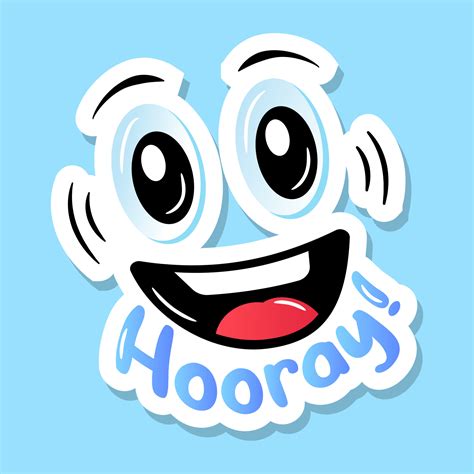 um adesivo hooray estilo simples de emoji feliz  vetor  vecteezy