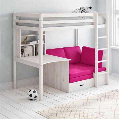 cutler european single high sleeper loft bed  shelf  desk bunk