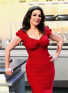 nigella lawson stands out in multicoloured skintight dress as she