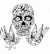 Skull Sugar Tattoo Skulls Drawing Bird Deviantart Coloring Tattoos Pages Designs Mexican Skeleton Tribal Drawings Sleeve Girl Gypsy Woman Getdrawings sketch template