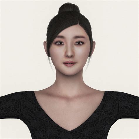 realistic beautiful asian girl 3d model