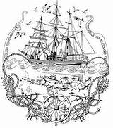 Nautical Pyrography sketch template